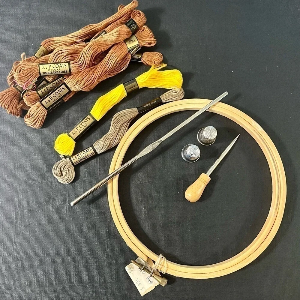 Lot of Vintage Embroidery Floss and Tools